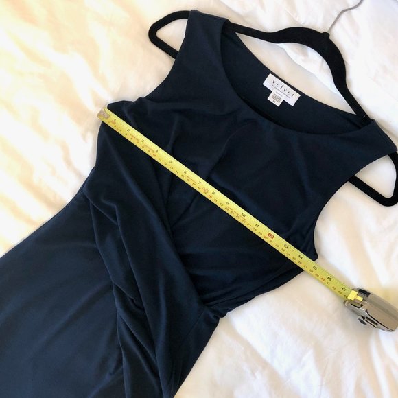 Form Fitting Ruched Navy Sheath Dress - Picture 9 of 10